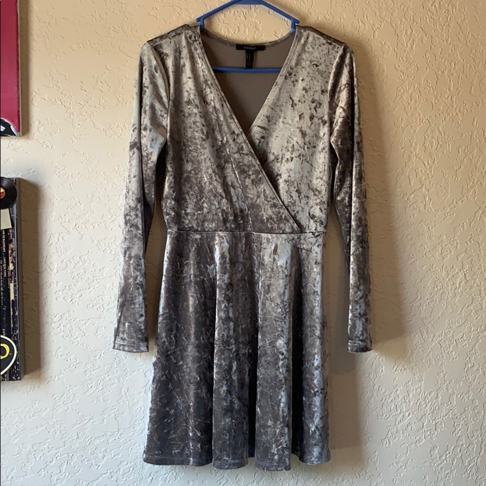Silver Crushed Velvet Dress